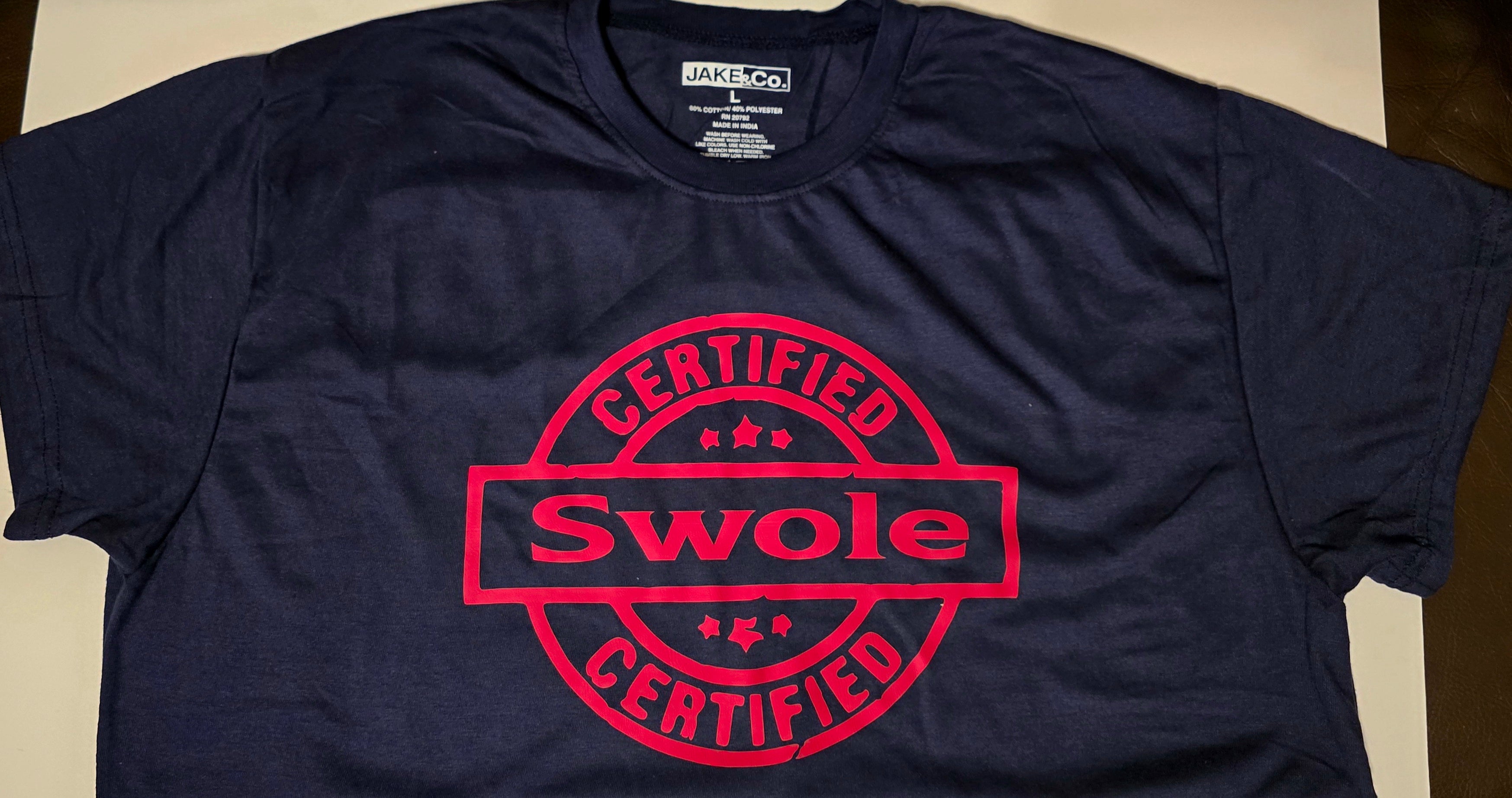 Certified Swole Blue T-shirt w/red