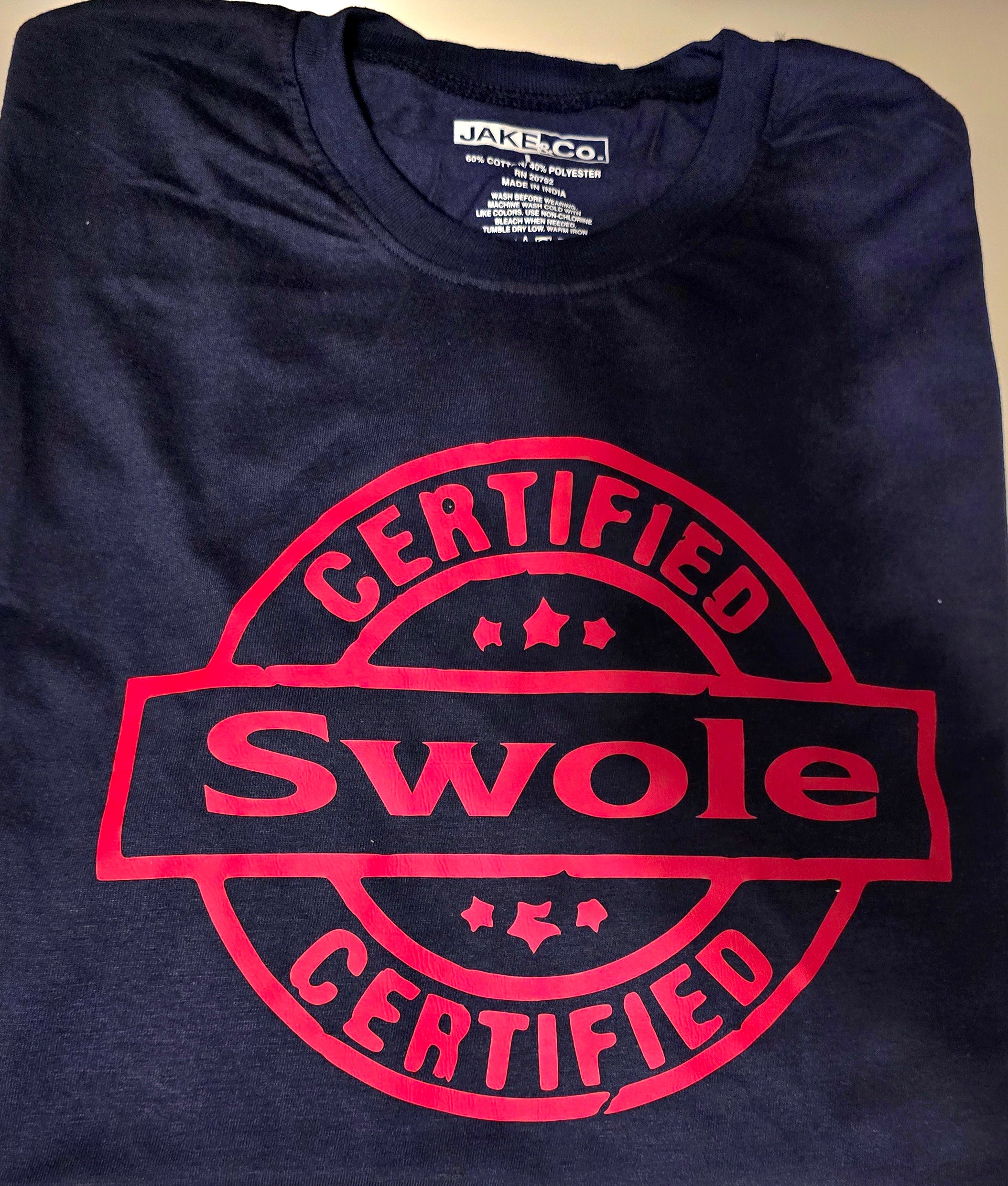 Certified Swole Blue T-shirt w/red