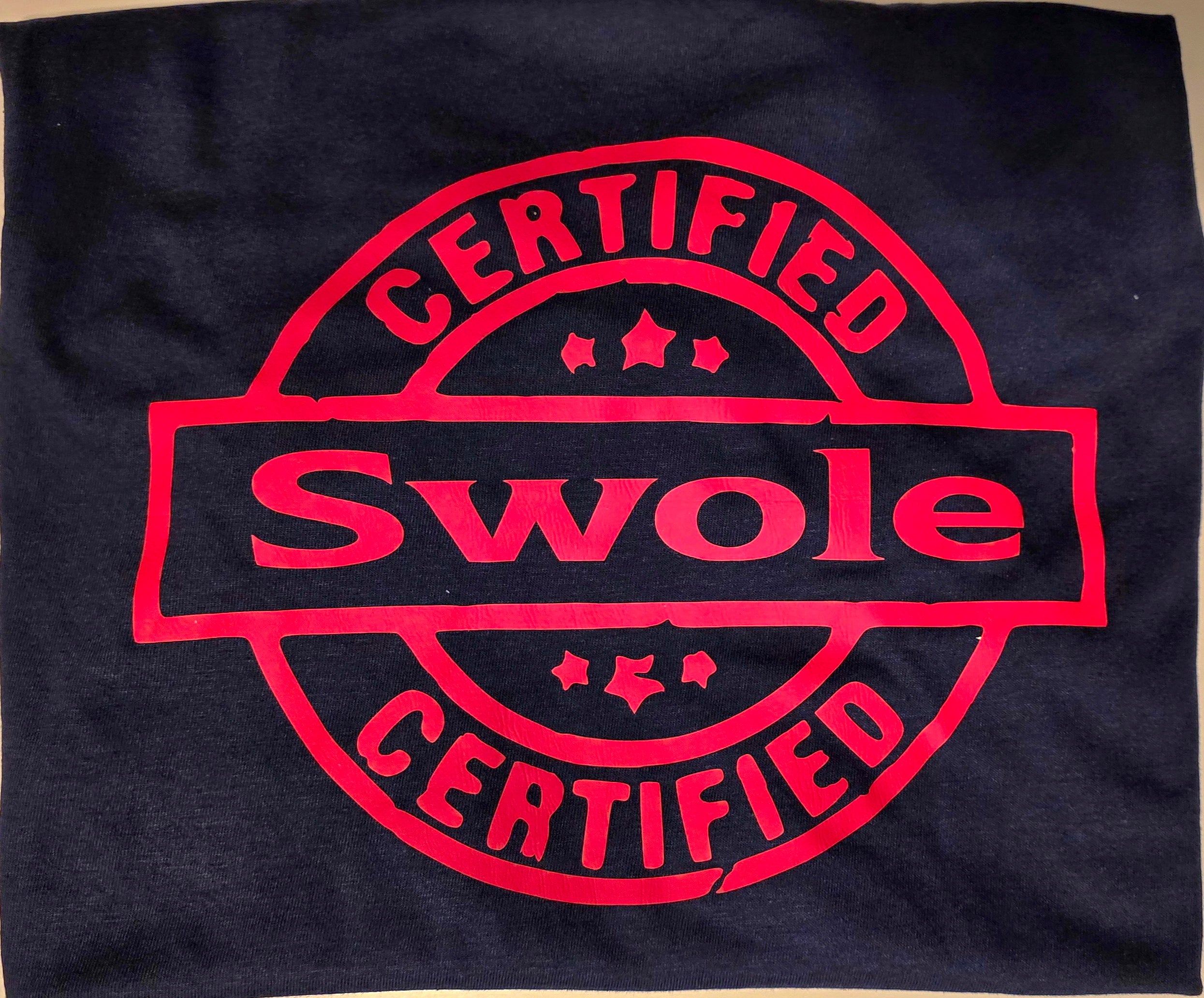 Certified Swole Blue T-shirt w/red