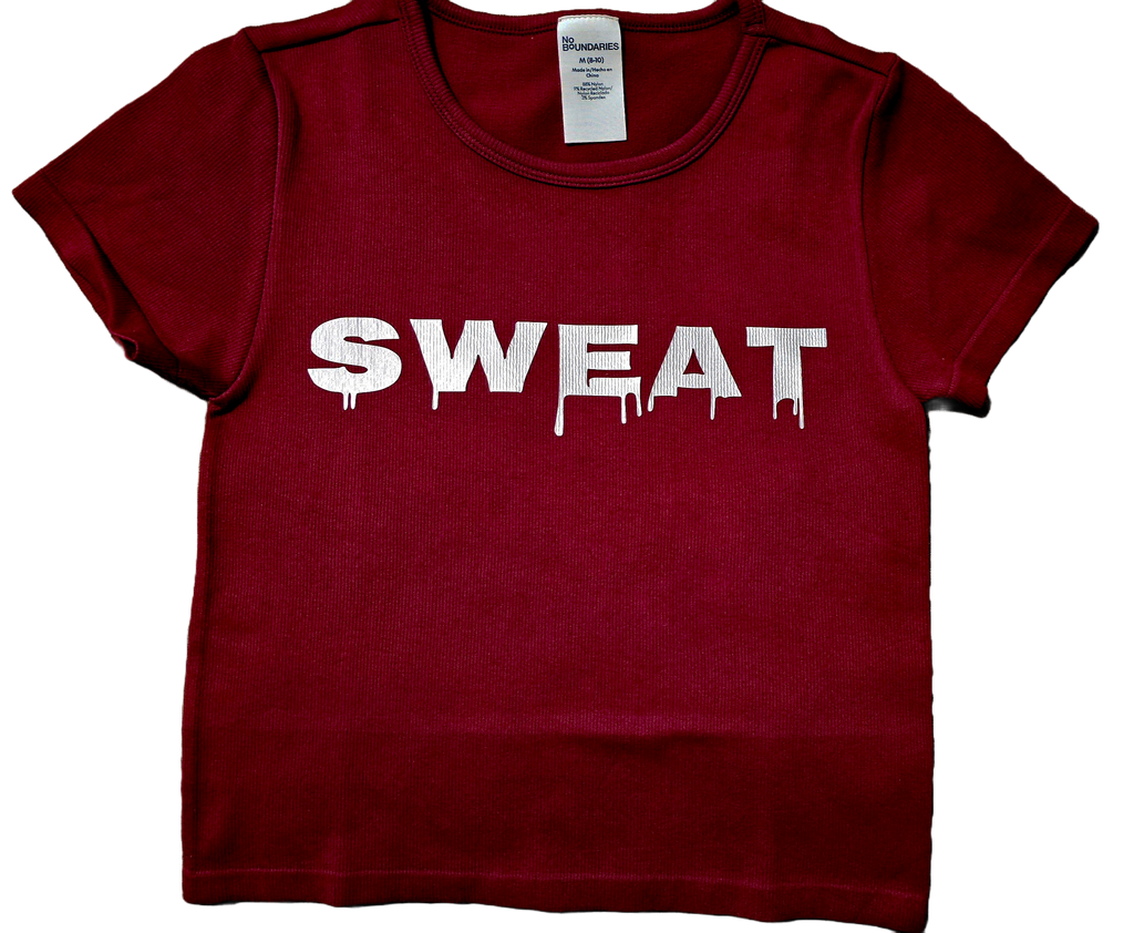 SWEAT Burgundy Cap Sleeve Stretchy T-shirt