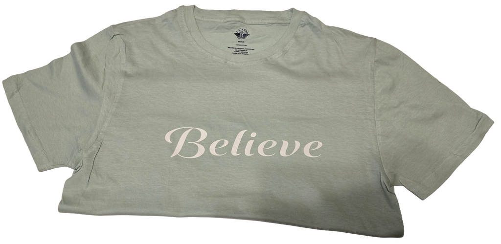 Sage Believe Short Sleeve T-shirt white