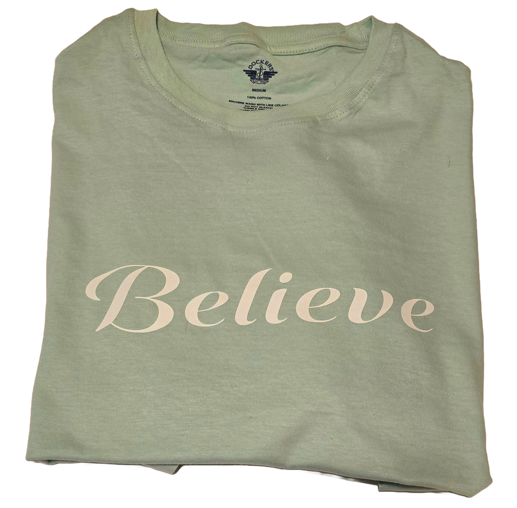 Sage Believe Short Sleeve T-shirt white